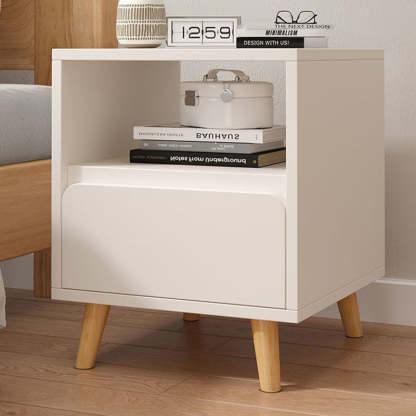 Minimalist Solid Wood Panel Nightstand — 2 / White