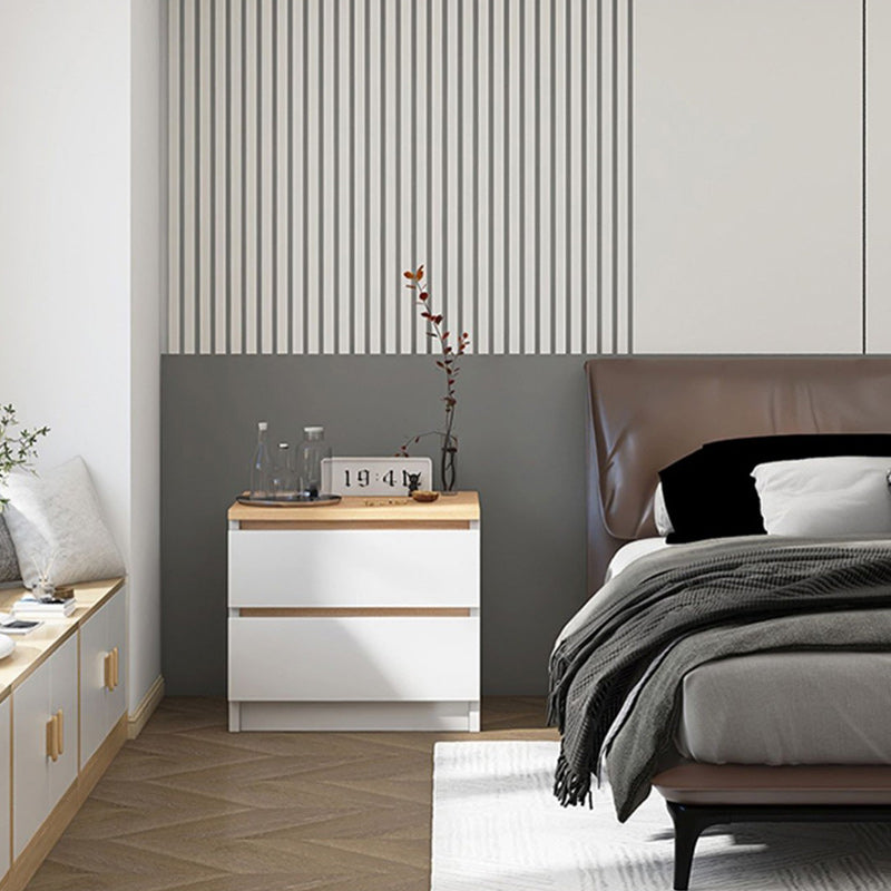 Minimalist Faux Panel 2-Drawer Nightstand