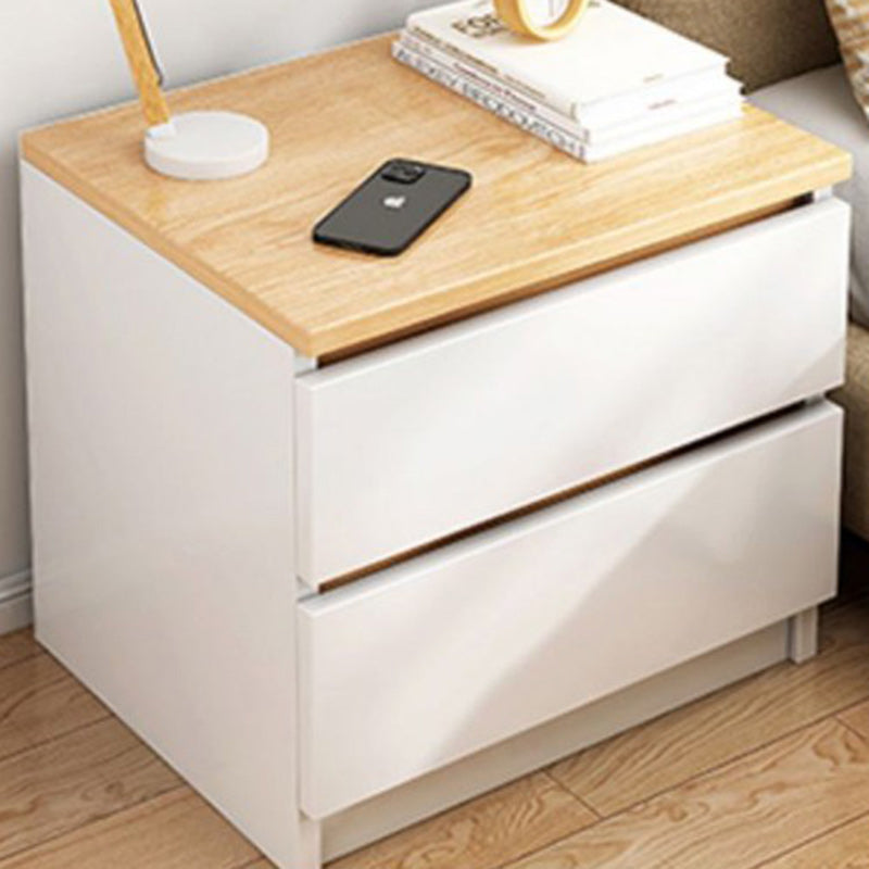 Minimalist Faux Panel 2-Drawer Nightstand — White