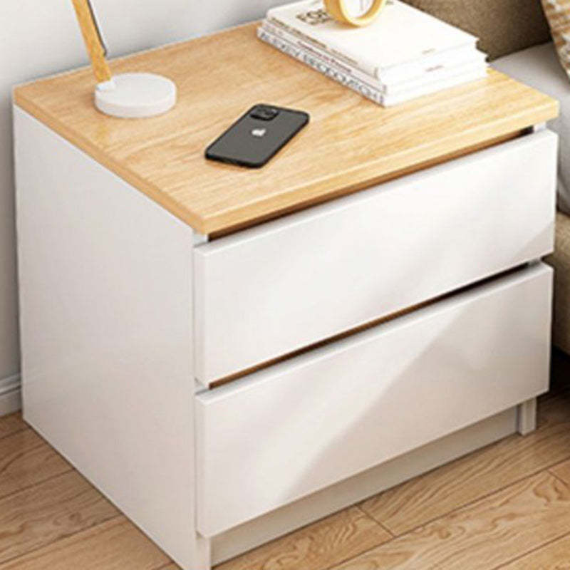 Minimalist Faux Panel 2-Drawer Nightstand — White