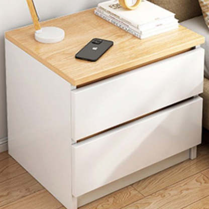 Minimalist Faux Panel 2-Drawer Nightstand — White