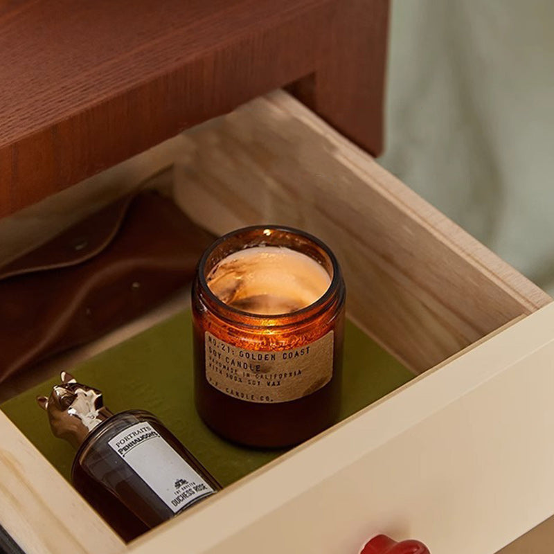 Contemporary Solid Wood Cylinder-Base Rectangular Nightstand