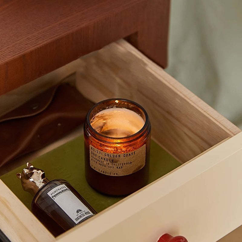 Contemporary Solid Wood Cylinder-Base Rectangular Nightstand