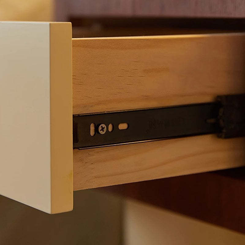 Contemporary Solid Wood Cylinder-Base Rectangular Nightstand