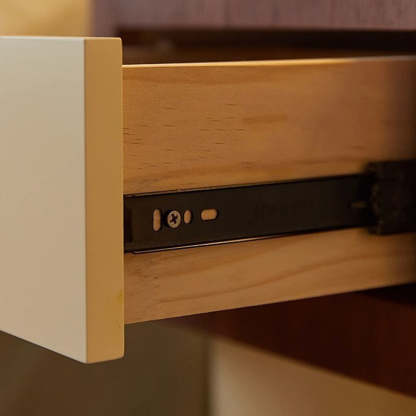 Contemporary Solid Wood Cylinder-Base Rectangular Nightstand