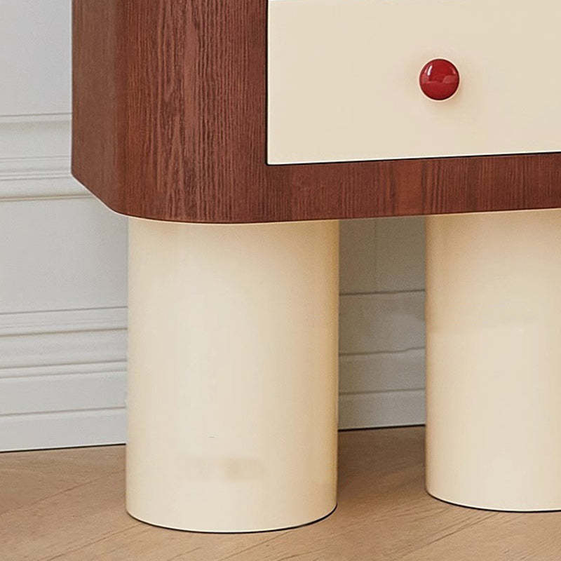 Contemporary Solid Wood Cylinder-Base Rectangular Nightstand