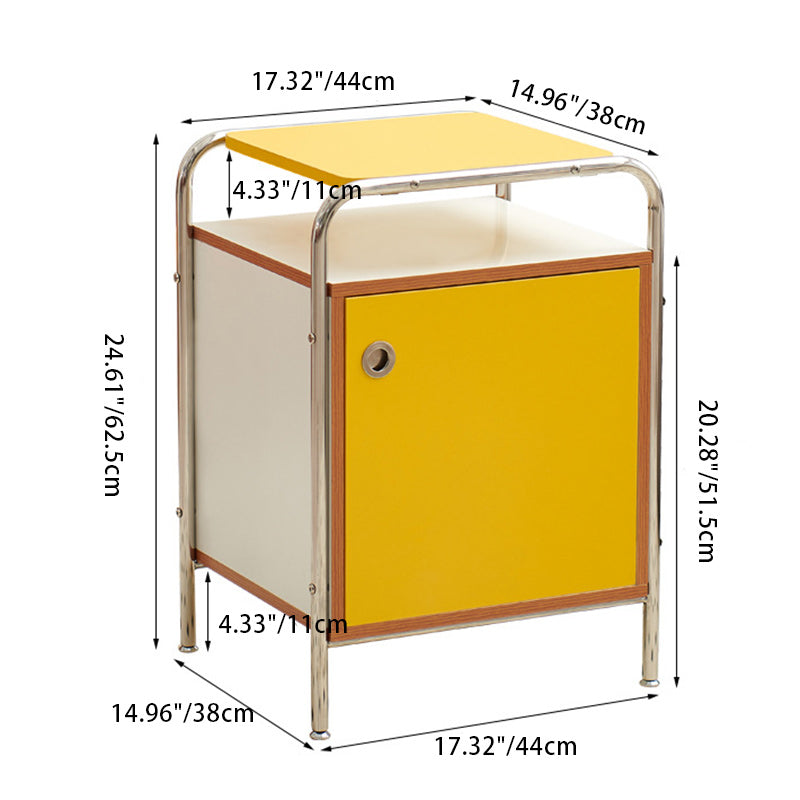 Minimalist Stainless Steel Nightstand 1-Cabinet