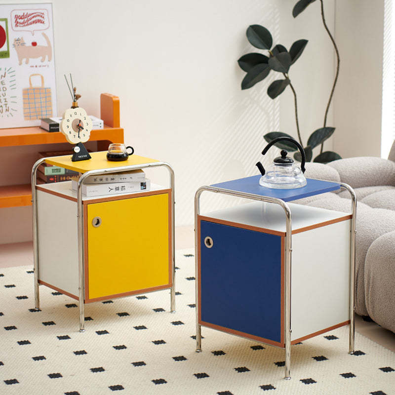 Minimalist Stainless Steel Nightstand 1-Cabinet — Yellow