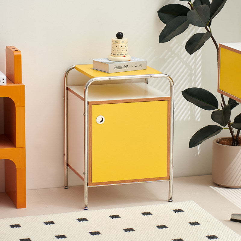 Minimalist Stainless Steel Nightstand 1-Cabinet
