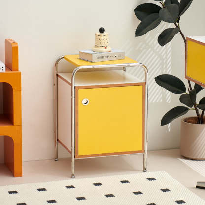 Minimalist Stainless Steel Nightstand 1-Cabinet