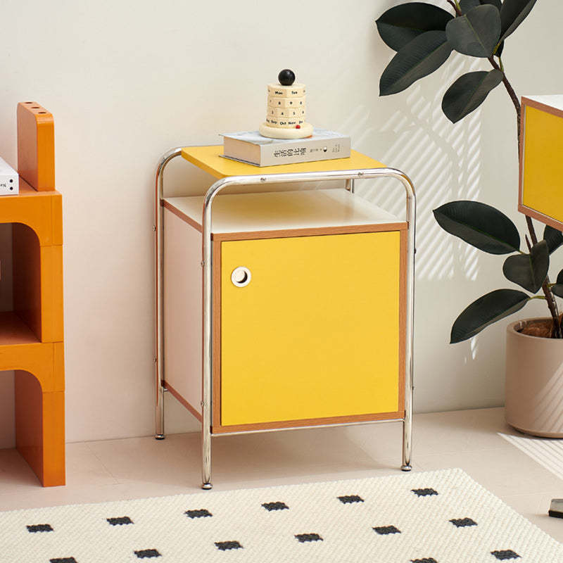 Minimalist 1-cabinet stainless yellow nightstands