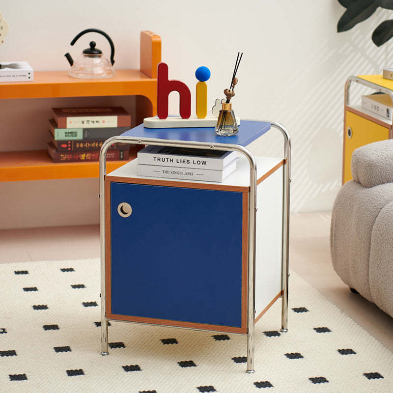 1-cabinet stainless steel glass nightstands for bedroom