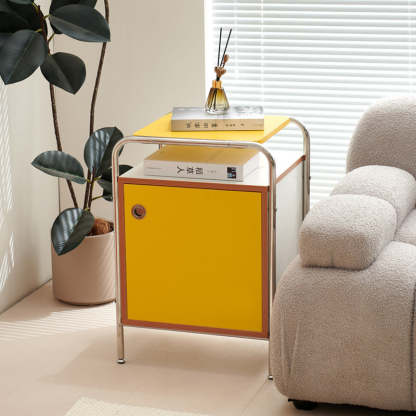 Minimalist Stainless Steel Nightstand 1-Cabinet
