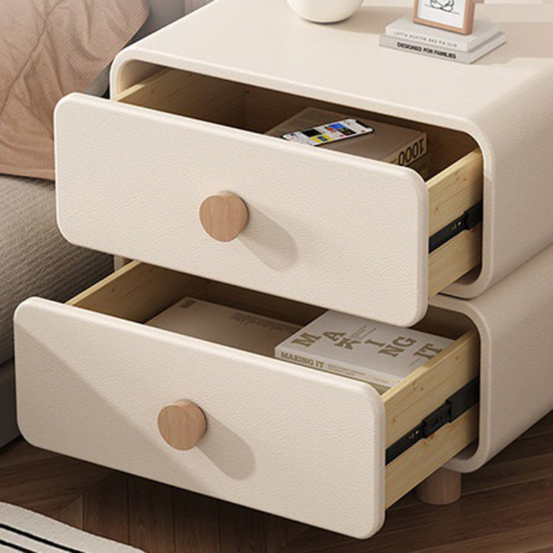 Minimalist Cream Wood 2-Drawer Nightstand
