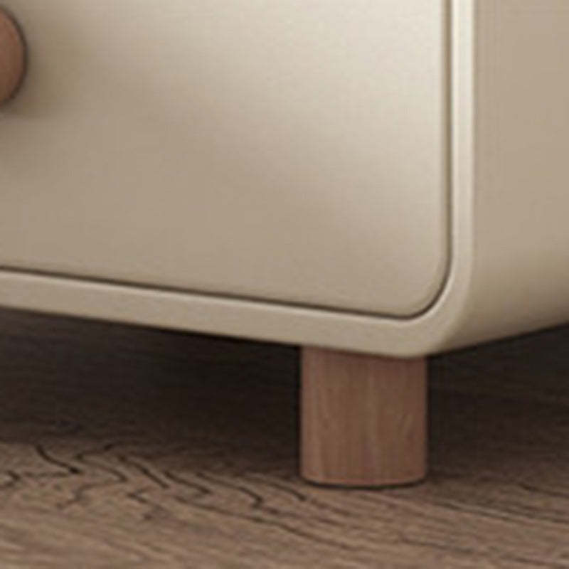 Minimalist Cream Wood 2-Drawer Nightstand — Dark Gray