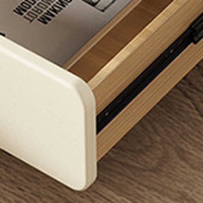 Minimalist Cream Wood 2-Drawer Nightstand — Black