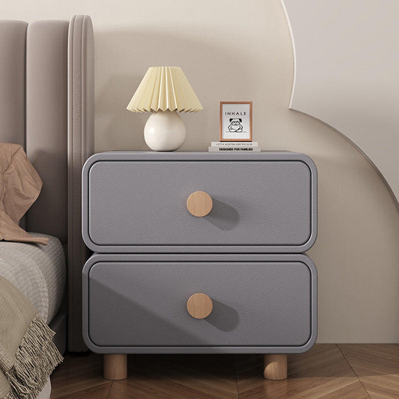Minimalist Cream Wood 2-Drawer Nightstand