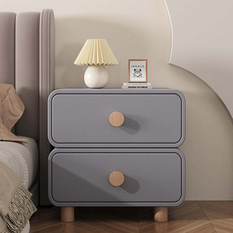 Minimalist Cream Wood 2-Drawer Nightstand