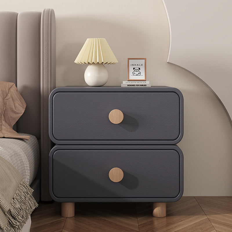 Minimalist Cream Wood 2-Drawer Nightstand