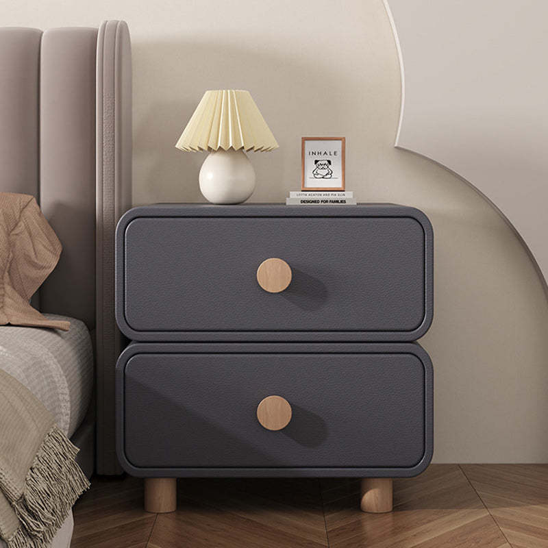 Minimalist Cream Wood 2-Drawer Nightstand