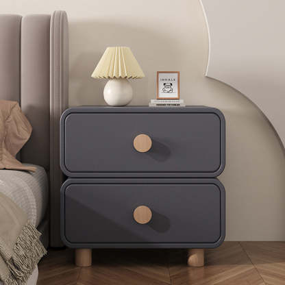 Minimalist Cream Wood 2-Drawer Nightstand
