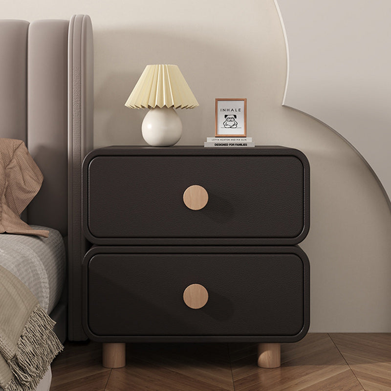Minimalist Cream Wood 2-Drawer Nightstand