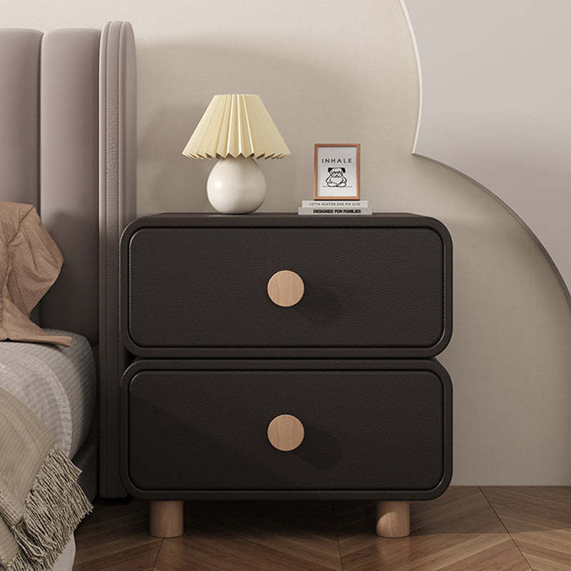 Minimalist Cream Wood 2-Drawer Nightstand