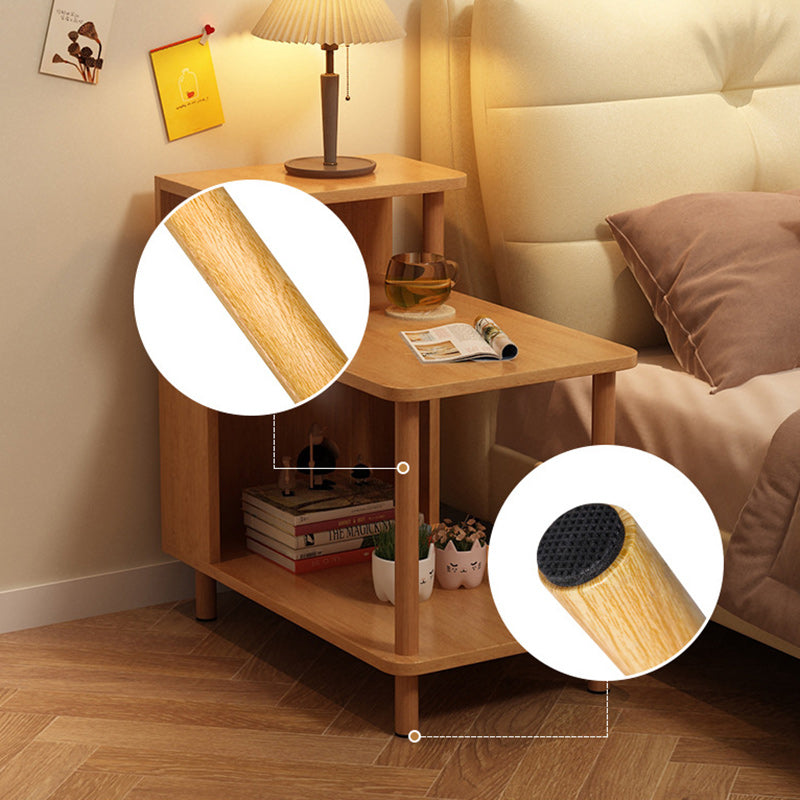 Minimalist Solid Wood 3-Tier Side Table — Blue