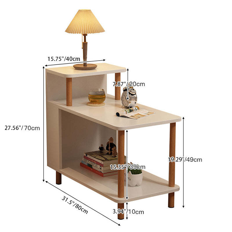 Minimalist Solid Wood 3-Tier Side Table — Gray