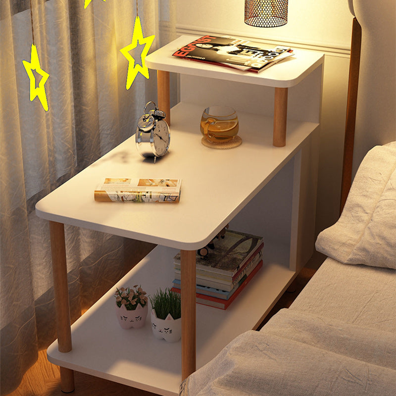 Minimalist Solid Wood 3-Tier Side Table — Gray