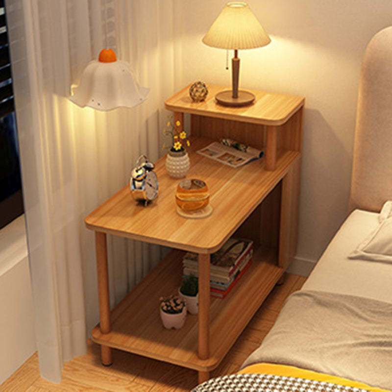 Minimalist Solid Wood 3-Tier Side Table — White