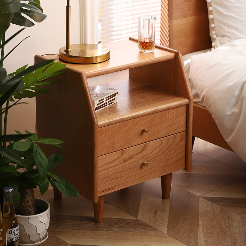 Traditional 2-drawer trapezoidal wood nightstands, Lighom