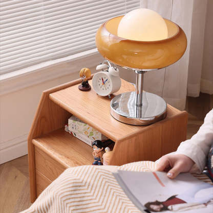 Japanese Trapezoidal Wood 2-Drawer Nightstand