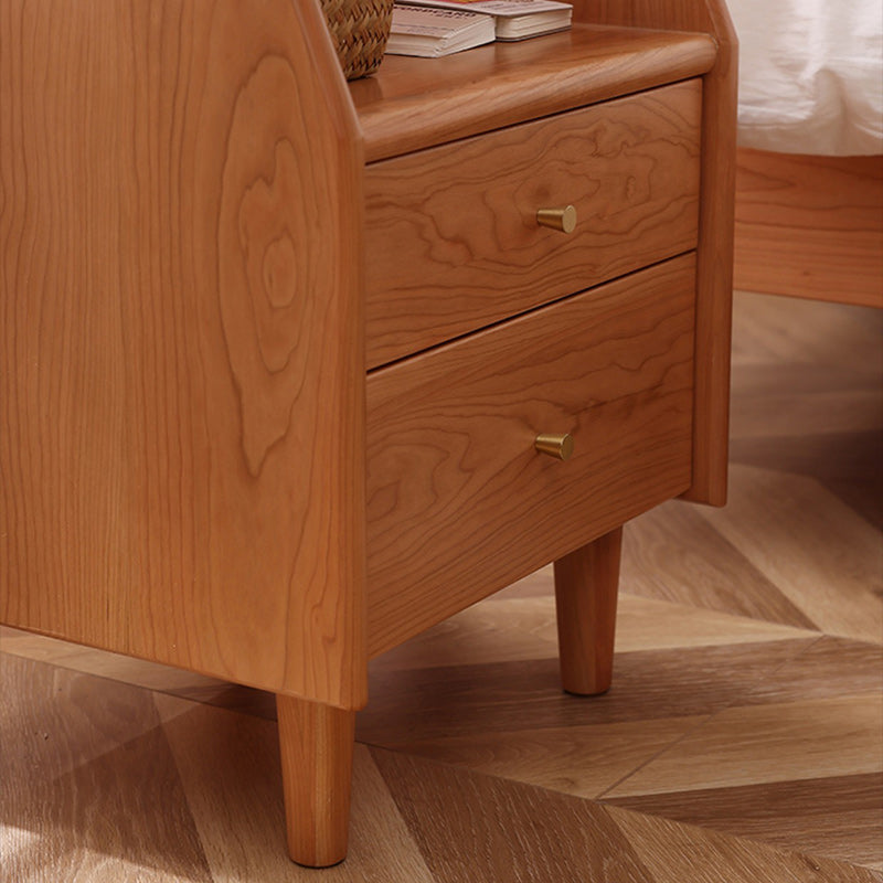 Japanese Trapezoidal Wood 2-Drawer Nightstand
