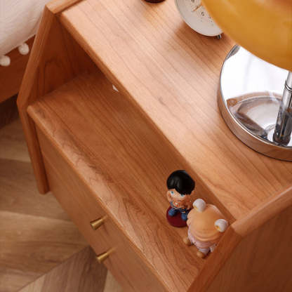 Japanese Trapezoidal Wood 2-Drawer Nightstand