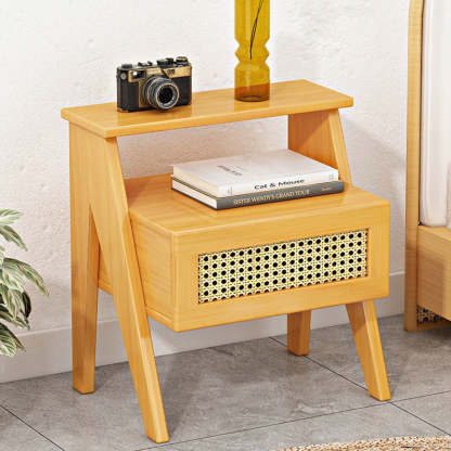 Minimalist Nan Bamboo Nightstand 1-Drawer — Wood Color