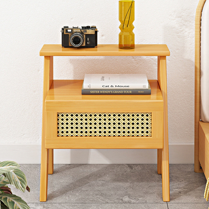 Minimalist Nan Bamboo Nightstand 1-Drawer — Walnut
