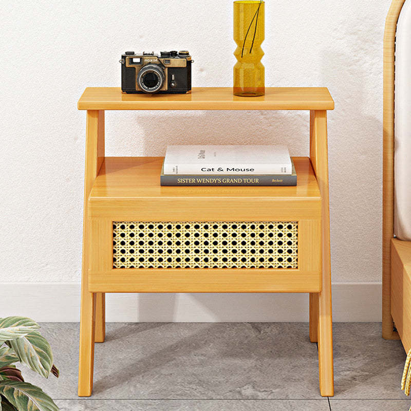 Minimalist Nan Bamboo Nightstand 1-Drawer — Walnut