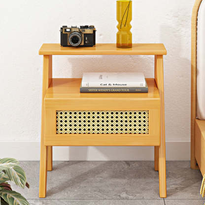 Minimalist Nan Bamboo Nightstand 1-Drawer — Walnut