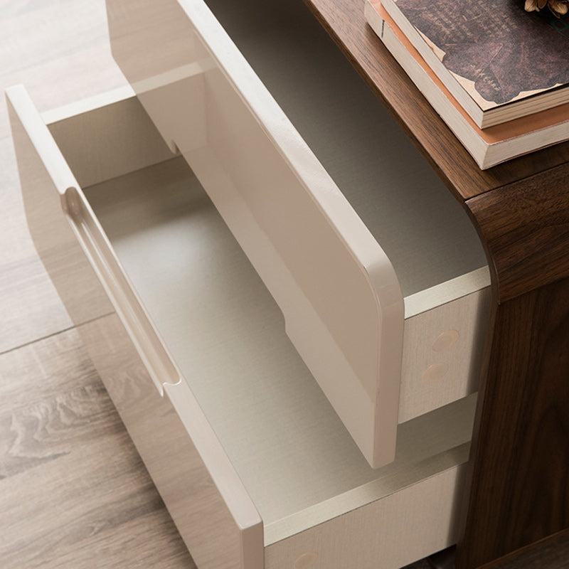 Nordic Wood Grain Rounded Rectangular Nightstand 2-Drawer