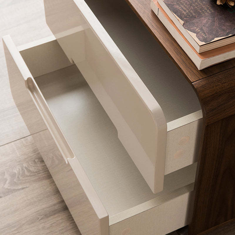 Nordic Wood Grain Rounded Rectangular Nightstand 2-Drawer