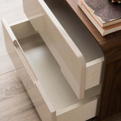 Nordic Wood Grain Rounded Rectangular Nightstand 2-Drawer