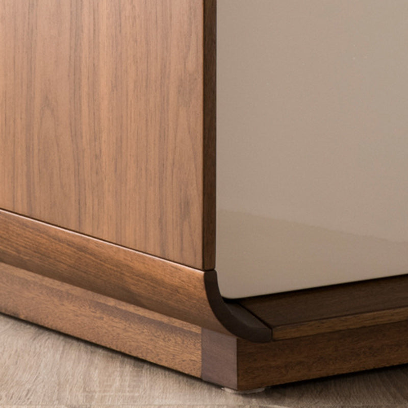 Nordic Wood Grain Rounded Rectangular Nightstand 2-Drawer