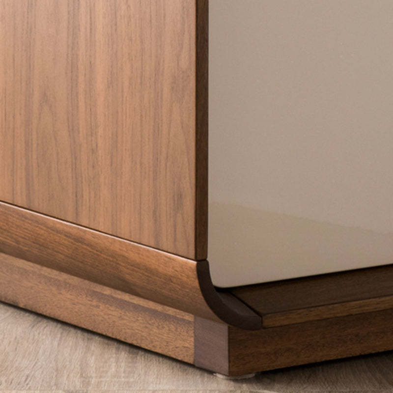 Nordic Wood Grain Rounded Rectangular Nightstand 2-Drawer
