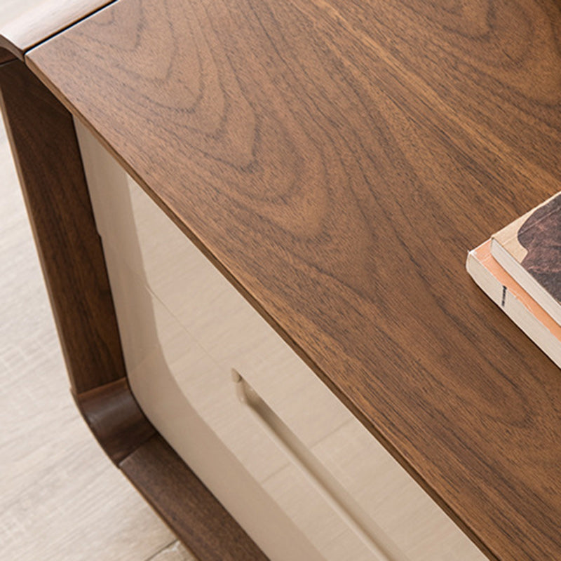 Nordic Wood Grain Rounded Rectangular Nightstand 2-Drawer