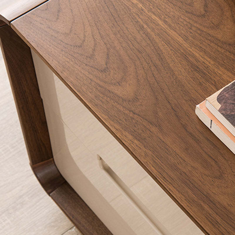 Nordic Wood Grain Rounded Rectangular Nightstand 2-Drawer