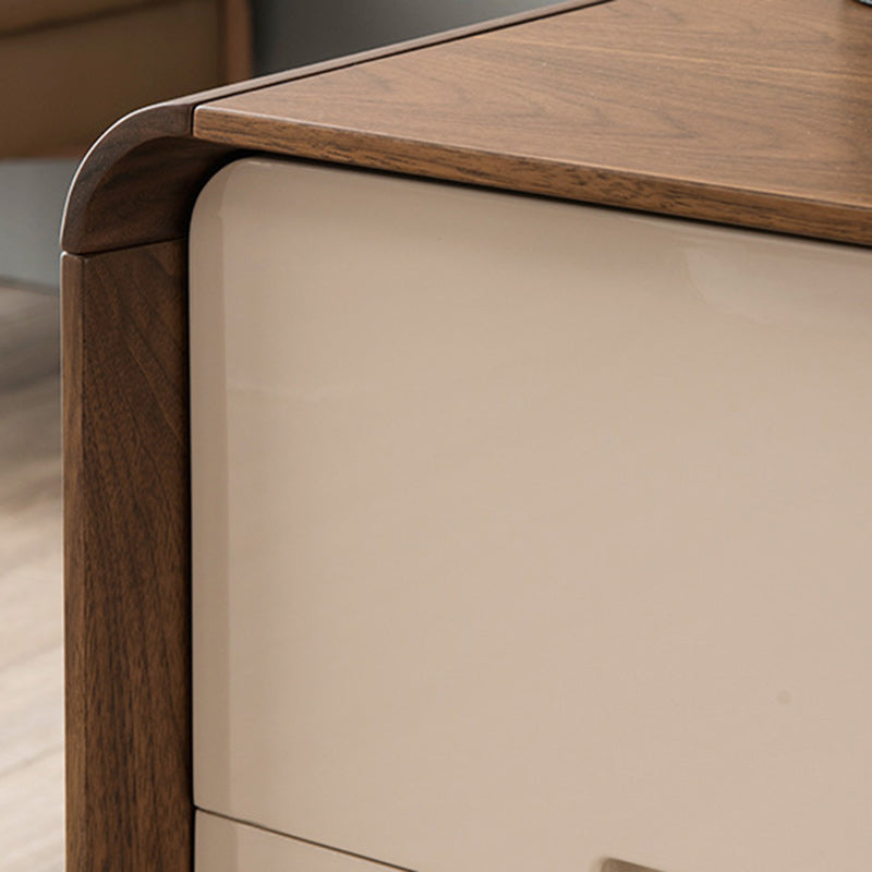 Nordic Wood Grain Rounded Rectangular Nightstand 2-Drawer