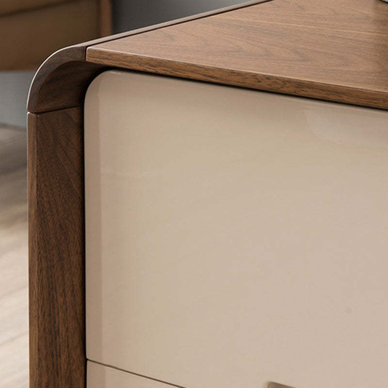 Nordic Wood Grain Rounded Rectangular Nightstand 2-Drawer