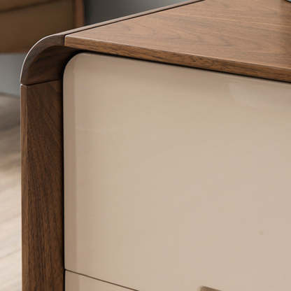 Nordic Wood Grain Rounded Rectangular Nightstand 2-Drawer