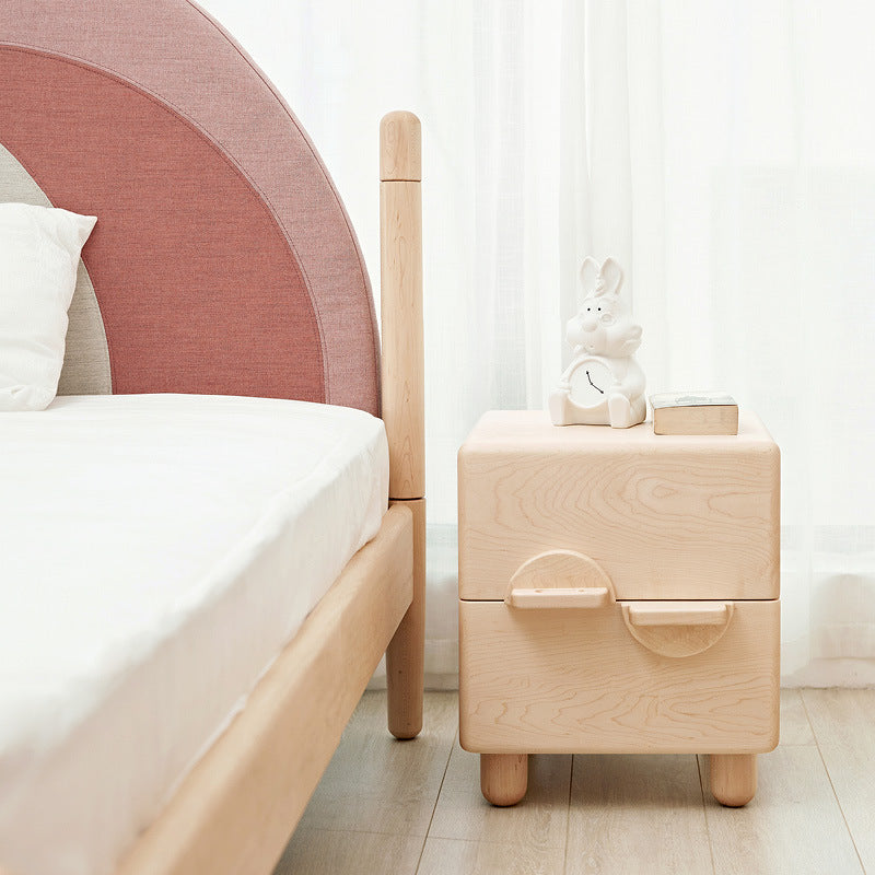 Nordic Maple Wood Knob 2-Drawer Nightstand